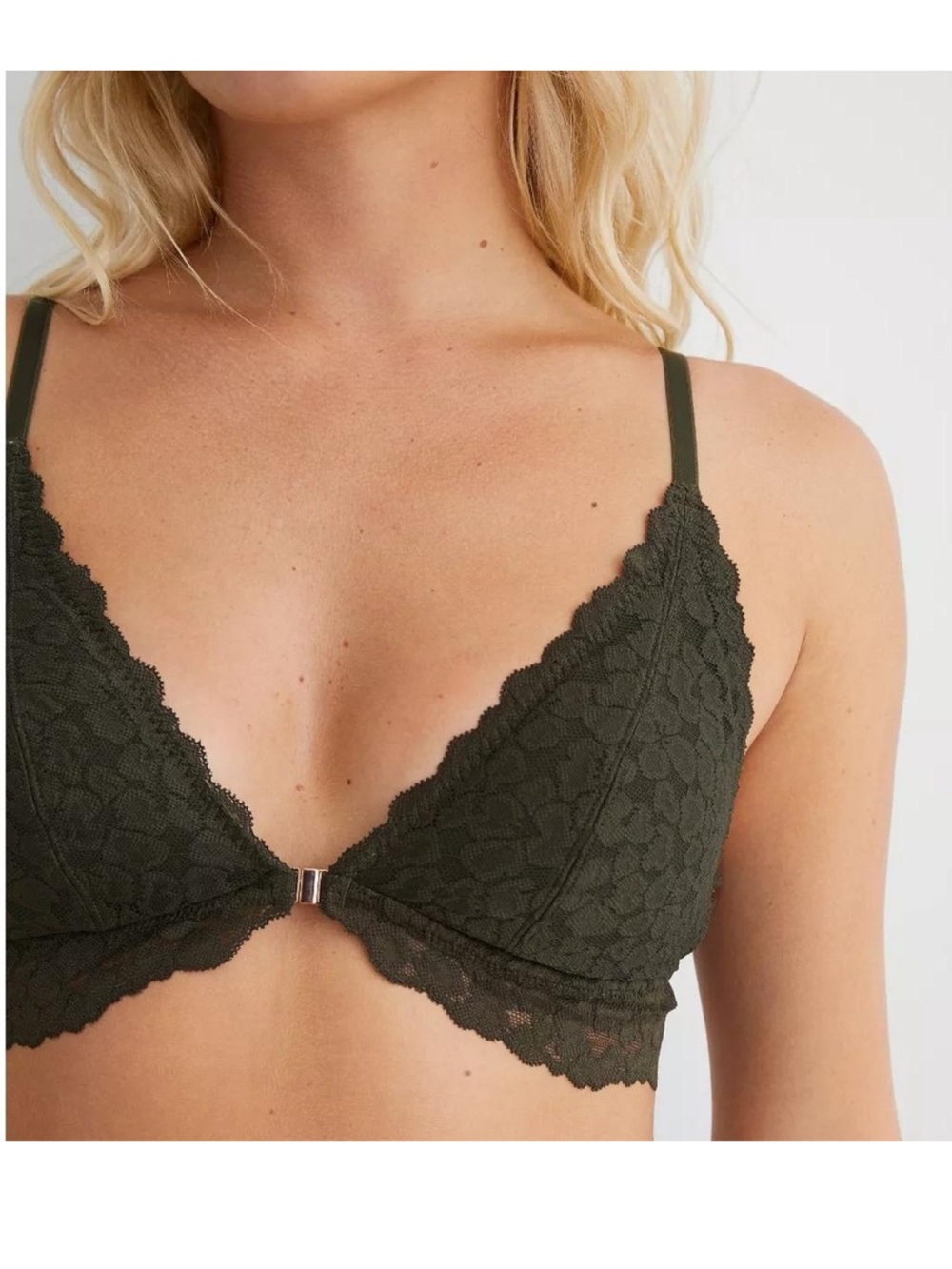 5/$25 VGUC Aerie Lace Bralette Nursing Friendly Green Adjustable Straps Triangle